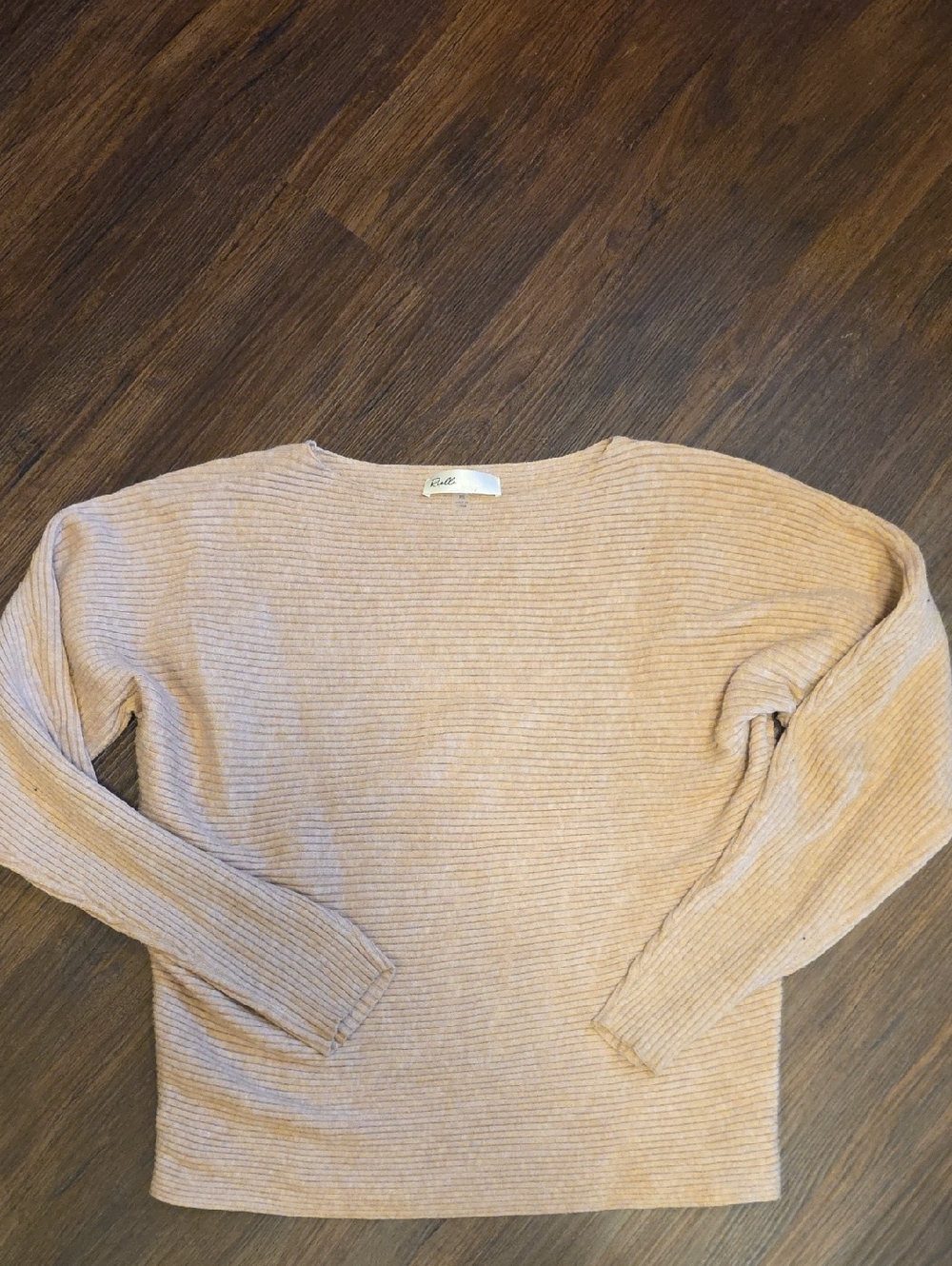 XS Velvet by Graham & Spencer Ribbed Lightweight Pullover - Beige